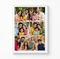 4 Photo Collage Frame Top Wide Two Mid One Bottom Asymmetric Layout 6 4 photo collage frame top wide two mid one bottom asymmetric india 11 white main
