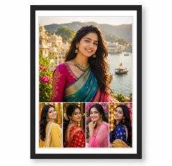 5 Photo Collage Frame 1 Hero Top Full Width 4 Bottom Row Layout