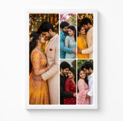 5 photo collage frame 1 large left 4 right 2x2 grid layout india 04 white main