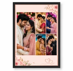 5 Photo Collage Frame Rose Gold 5 Slot Romantic Feminine Layout