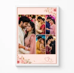 5 photo collage frame rose gold 5 slot romantic feminine layout india 01 white main