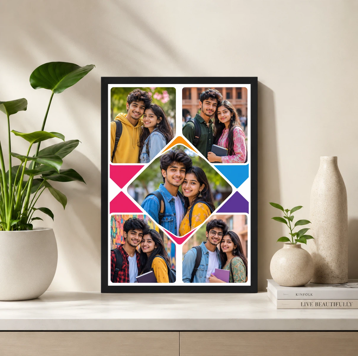 5 Photo Collage Frame X-Pattern 5 Slot Diagonal Layout 2 5 Photo Collage Frame X-Pattern 5 Slot Diagonal Layout - Image 2