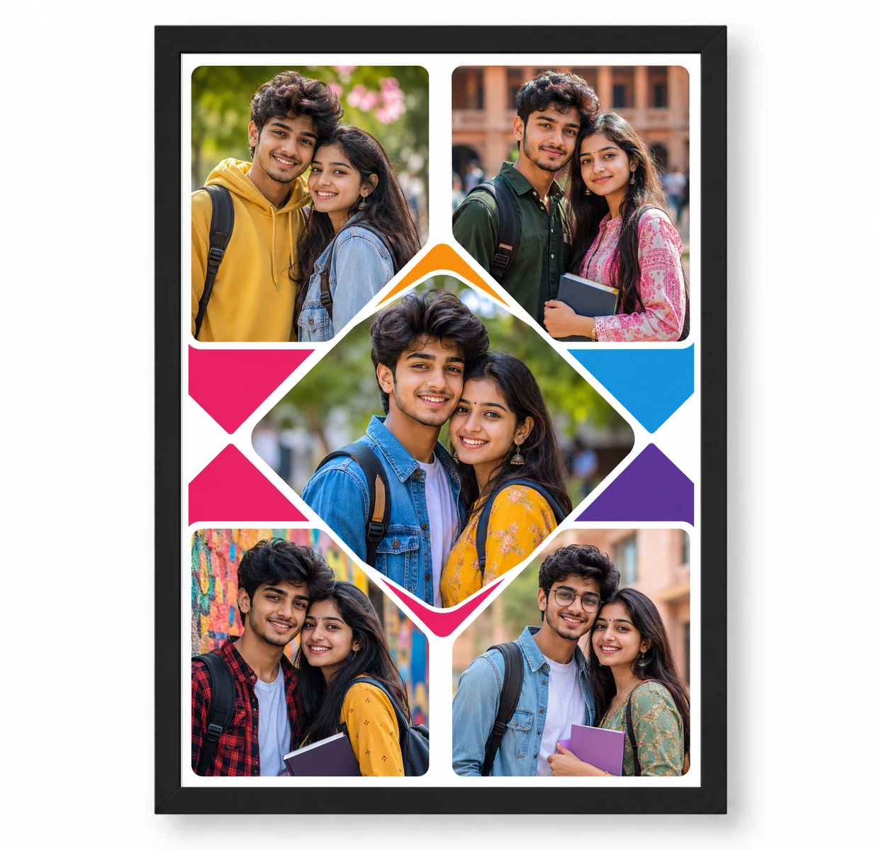 5 Photo Collage Frame X-Pattern 5 Slot Diagonal Layout 1 5 Photo Collage Frame X-Pattern 5 Slot Diagonal Layout