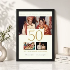 50 years golden anniversary milestone elegant celebration photo frame 03 black 4