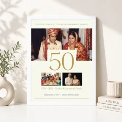 50 years golden anniversary milestone elegant celebration photo frame 03 white 4