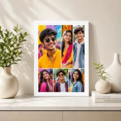 6 photo collage frame 1 large hero 5 small around layout india 02 white 2