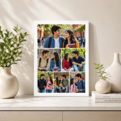 6 photo collage frame 2 wide landscape 4 square combo layout india 03 white 2