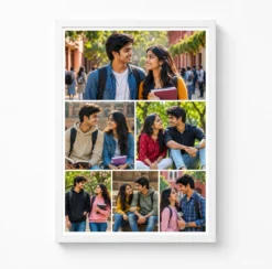 6 photo collage frame 2 wide landscape 4 square combo layout india 03 white main