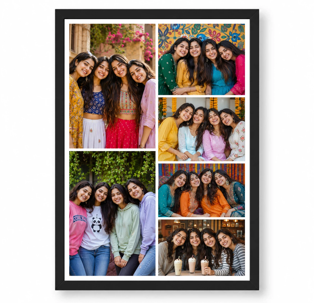 6 Photo Collage Frame Portrait Strip + Square Grid Split Layout 1 6 Photo Collage Frame Portrait Strip + Square Grid Split Layout