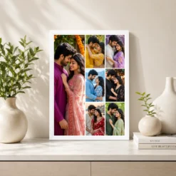 7 photo collage frame 1 large left 6 right 3x2 grid layout india 06 white 2