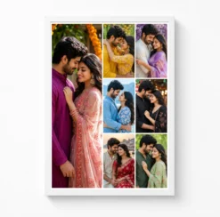 7 photo collage frame 1 large left 6 right 3x2 grid layout india 06 white main