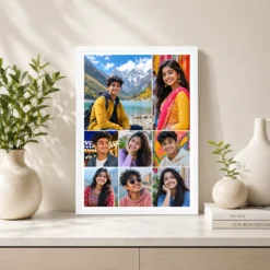 7 photo collage frame 7 tile mosaic random mix layout india 10 white 2