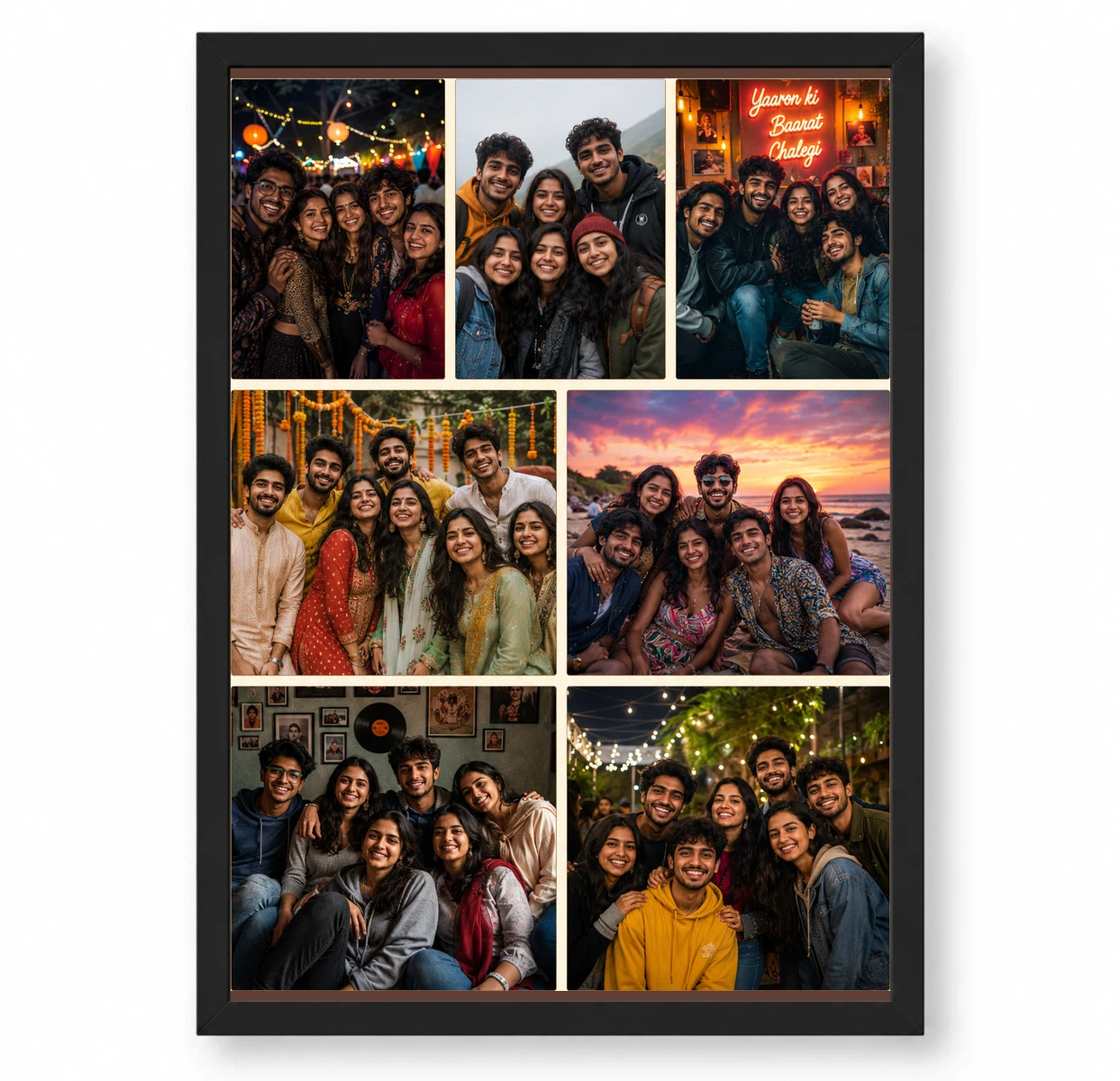 7 Photo Collage Frame Dark Charcoal 7 Slot Silver Border Layout 1 7 Photo Collage Frame Dark Charcoal 7 Slot Silver Border Layout