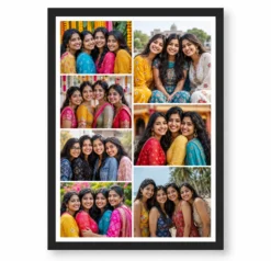 7 Photo Collage Frame Dual Column 4+3 Unequal Split Layout