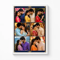 7 Photo Collage Frame Royal Blue 7 Slot Gold Accent Layout 6 7 photo collage frame royal blue 7 slot gold accent layout india 02 white main