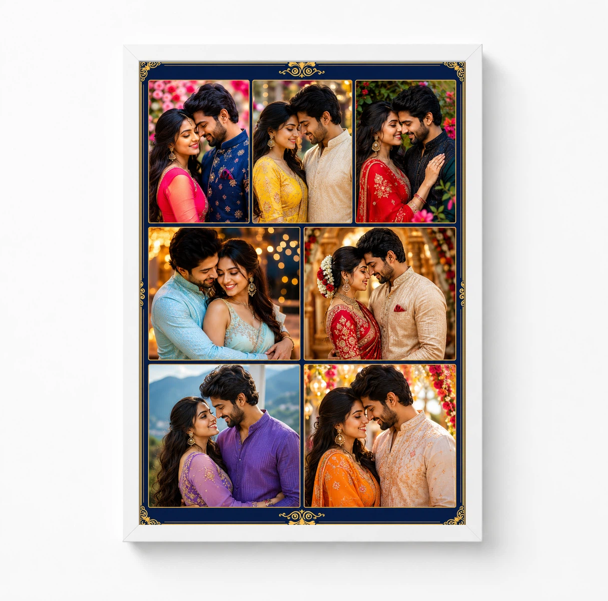 7 Photo Collage Frame Royal Blue 7 Slot Gold Accent Layout 3 7 Photo Collage Frame Royal Blue 7 Slot Gold Accent Layout - Image 3