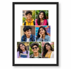 7 Photo Collage Frame Step Pyramid 3+2+2 Layout