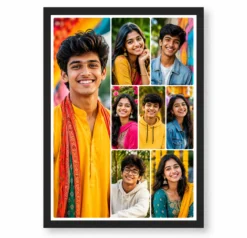 8 Photo Collage Frame 1 Hero Left 7 Small Right Grid Layout
