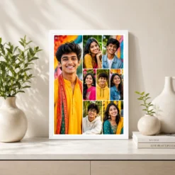 8 photo collage frame 1 hero left 7 small right grid layout india 03 white 2
