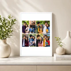 8 photo collage frame 4 4 balanced row layout india 06 white 2