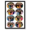 8 photo collage frame 8 circles soft round slots layout india 08 black main
