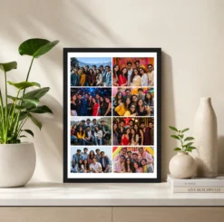 Alternative view of 8 Photo Collage Frame Matte Black 8 Slot White Border Luxury Grid