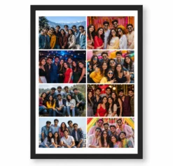 8 Photo Collage Frame Matte Black 8 Slot White Border Luxury Grid
