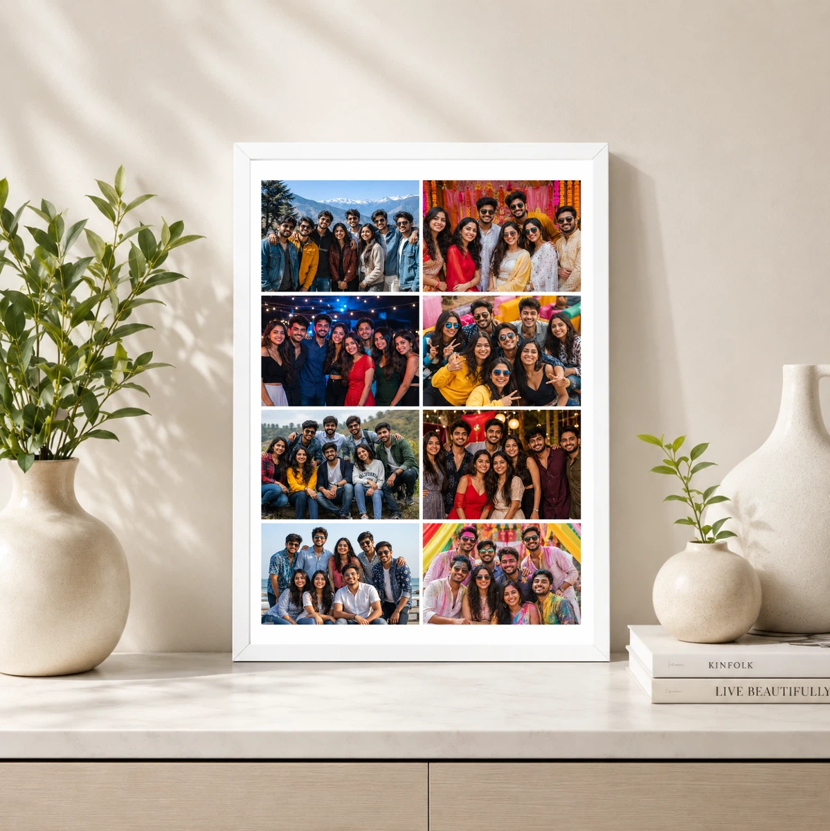 8 Photo Collage Frame Matte Black 8 Slot White Border Luxury Grid 4 8 Photo Collage Frame Matte Black 8 Slot White Border Luxury Grid - Image 4