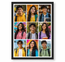 9 Photo Collage Frame 3-Column 3 Each Tall Portrait Grid Layout