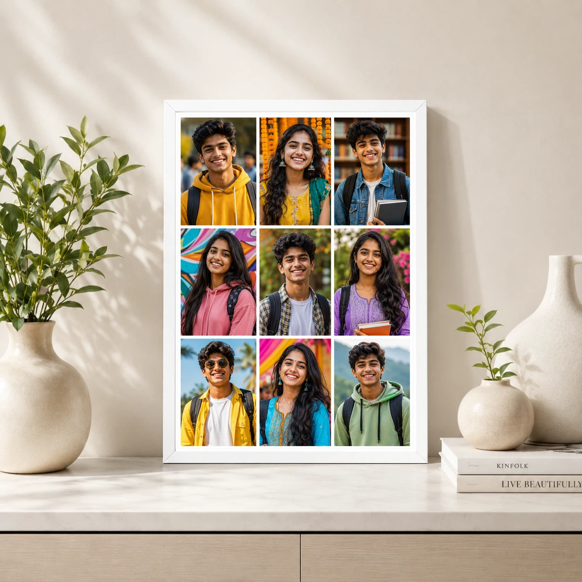 9 Photo Collage Frame 3-Column 3 Each Tall Portrait Grid Layout 4 9 Photo Collage Frame 3-Column 3 Each Tall Portrait Grid Layout - Image 4