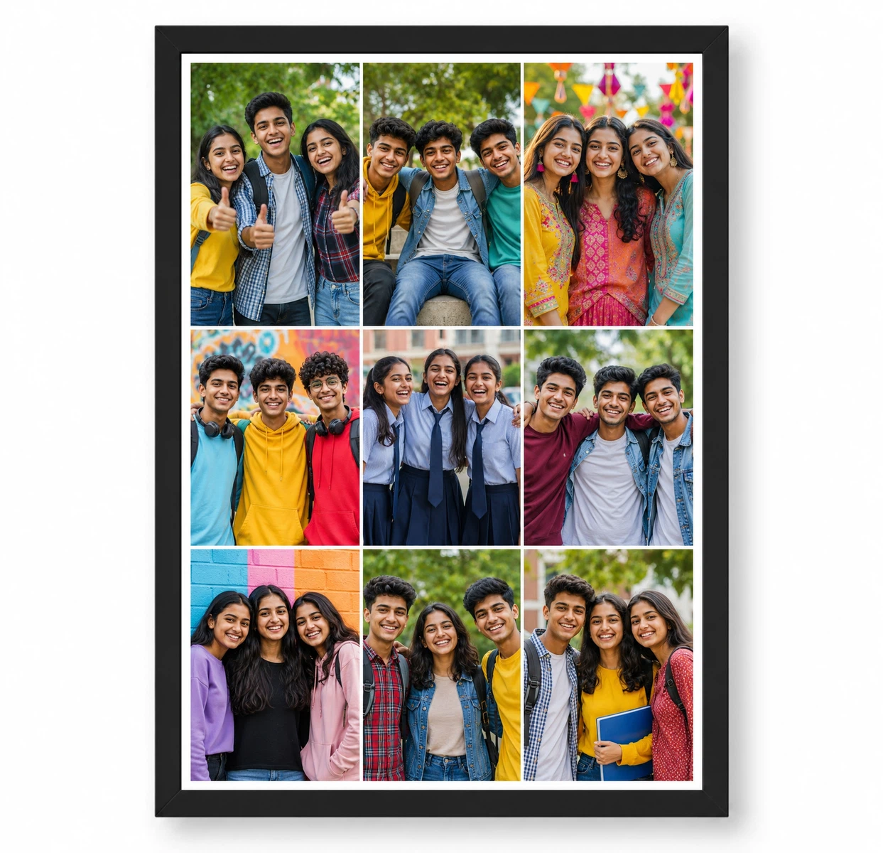 9 Photo Collage Frame 3 Rows of 3 Landscape Strips Layout 1 9 Photo Collage Frame 3 Rows of 3 Landscape Strips Layout
