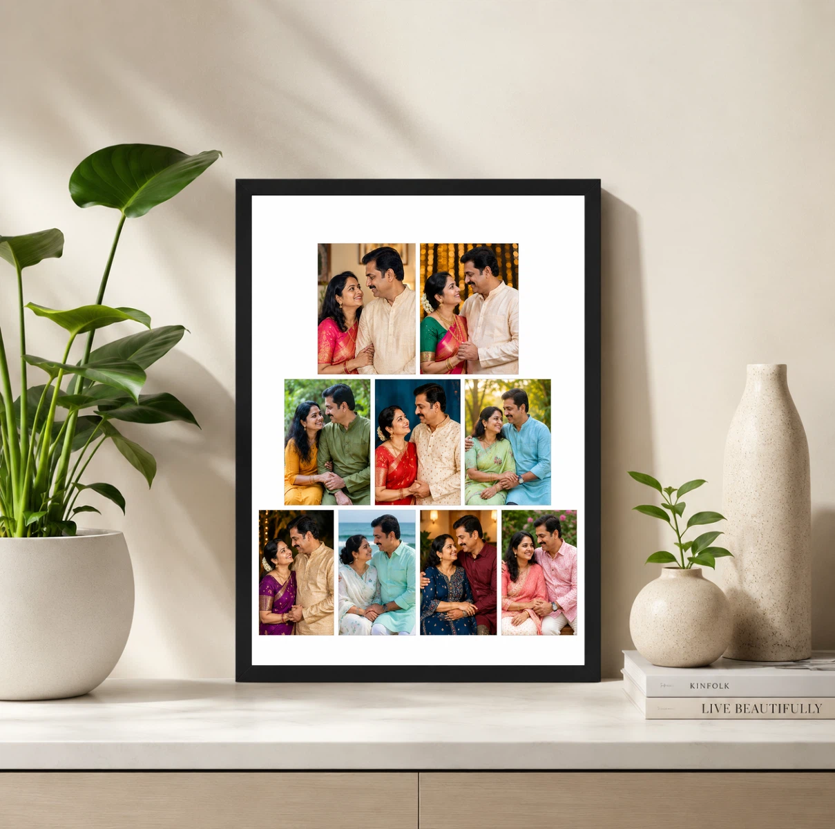 9 Photo Collage Frame 4+3+2 Pyramid Ascending Layout 2 9 Photo Collage Frame 4+3+2 Pyramid Ascending Layout - Image 2