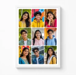 9 photo collage frame 9 rounded square soft grid layout india 06 white main