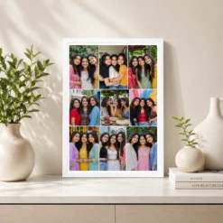 9 photo collage frame brick pattern 9 slot offset rows layout india 08 white 2
