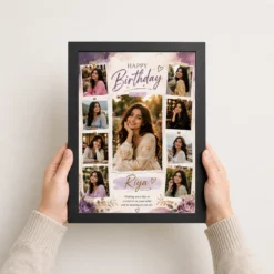 Birthday Photo Frame with Name and Message black 3