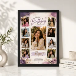 Birthday Photo Frame with Name and Message black 4