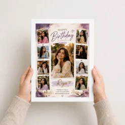 Birthday Photo Frame with Name and Message white 3