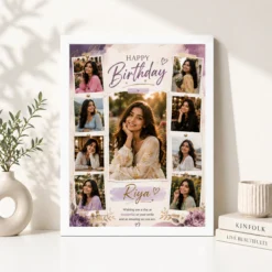 Birthday Photo Frame with Name and Message white 4