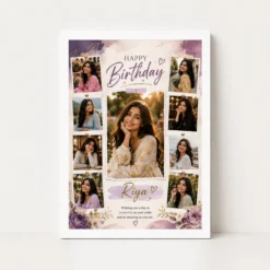 Birthday Photo Frame with Name and Message white main