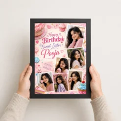 Birthday Gift Phone Frame for Sister Dessert Theme | Personalized Birthday Gift Frame 10 Birthday gift phone frame for sister dessert theme black 3