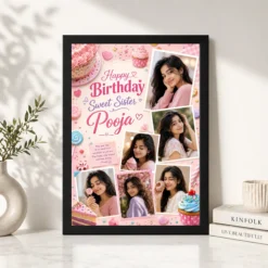 Birthday Gift Phone Frame for Sister Dessert Theme | Personalized Birthday Gift Frame 11 Birthday gift phone frame for sister dessert theme black 4
