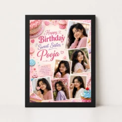 Birthday Gift Phone Frame for Sister Dessert Theme | Personalized Birthday Gift Frame