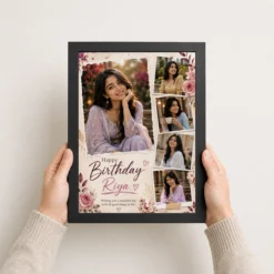 Custom Birthday Gift Photo Frame black 3