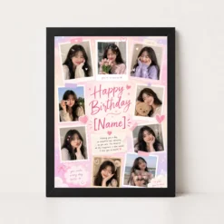 Girlfriend Birthday Photo Frame Cute Pastel Aesthetic | Personalized Birthday Gift Frame