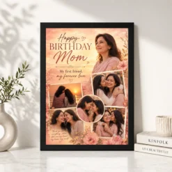 Happy Birthday Mom Photo Frame black 4