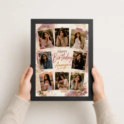 Happy Birthday Photo Frame with Custom Name | Personalized Birthday Gift Frame 10 Happy Birthday Photo Frame with Custom Name black 3