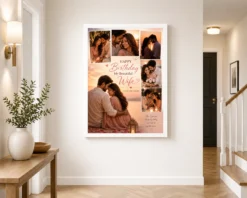 Happy Birthday Wife Photo Frame couple theme white 2