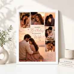 Happy Birthday Wife Photo Frame couple theme white 4