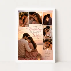 Happy Birthday Wife Photo Frame couple theme white main