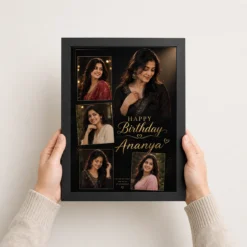 Happy Birthday Wife Photo Frame elegant theme black 3